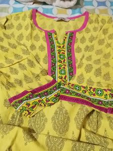 Yellow Printed Kurta
