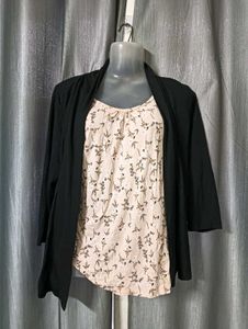 Floral Top & Black Cardigan (Attached)🖤