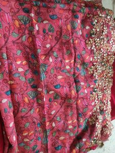 Kalamkari Organza Cut Work Duppata