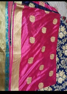 Pink &amp; Teal Silk Saree