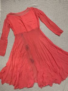 Coral Kurta With Slit