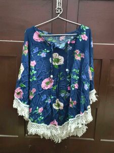 Floral Print Tassel Top