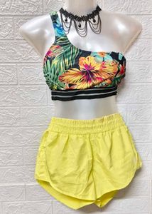 One Side Shoulder Floral Bikini 👙 Top