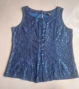 Blue Sequin Top (L)