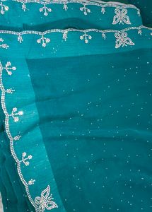 SEA GREEN DIAMOND EMBELLISHED SAREE