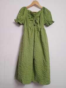 Embossed Soft Olive coloured Dress