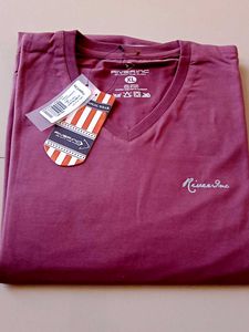 V Neck Mauve T Shirt (Pure Cotton)