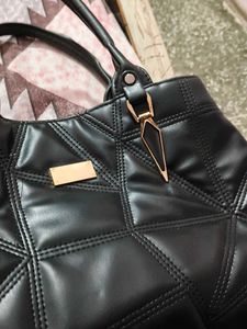 Black Quilted Tote Bag
