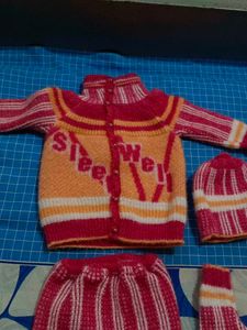 New Born Baby Wool Dresses With Cap And Socks
