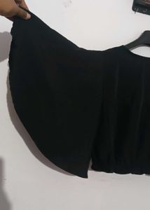 Black Flared Sleeves Crop Top