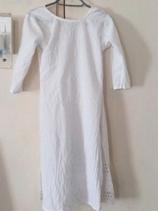 New White Chikankari Kurti