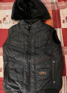Black Quilted Hooded Vest