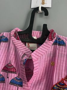 Pink Printed Kurta Set (XL)