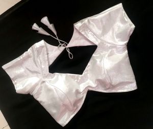 Silver Backless Blouse