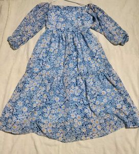 Blue Floral Midi Dress