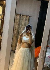 Backless Fairy Heavy Net Lehanga🤍💙🦋🎀