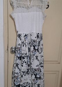 White N Beige Maxi Dress