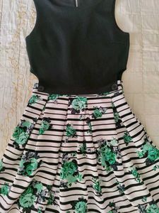 Floral Stripe Fit & Flare Dress