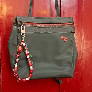 Cute Red Themed Handmade Beaded Bag Charm