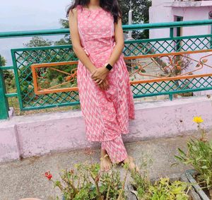 Pink Printed Kurta Set