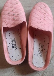 Pink Quilted Mule Slip-Ons