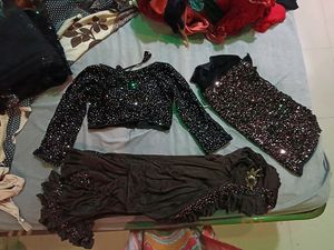 sequin belted stitched saree with 38 bust size blouse
