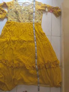 Yellow kurta cum gown