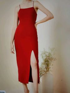 Shoulder Strap Slit Sheath Dress