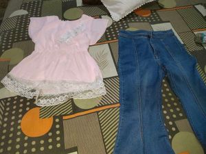 2 Tops And Peplum  Jeans Combo