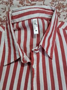 New Red Striped Shirt Size M