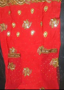 Embellished Gajari Colour Net Aur Crapeab