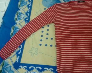 Red &amp; White Striped Long Sleeve Top