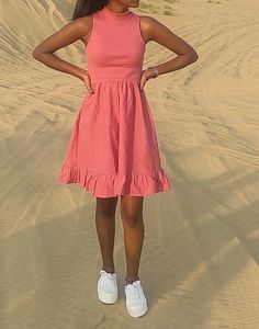 High Neck Pink Dress