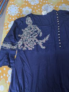 Navy Embroidered Dress