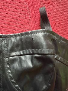 Black Corset Leather Crop Top
