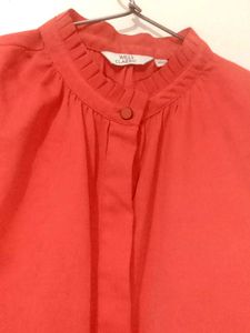 Coral Sleeveless Top And Black Dhoti  Combo