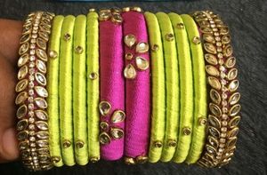 Handmade Silk Thread Bangles Set