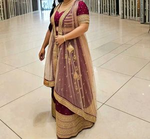 Wedding Special Burgundy Gold Work Lehenga Choli
