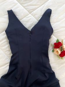 Elegant slit Navy Blue Maxi Dress