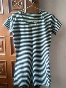 Girls Black &amp; White Striped Top