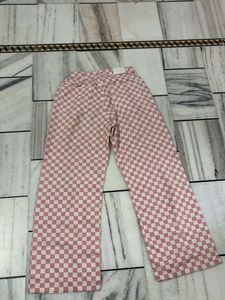 Pink Checkered Wide Leg Pants