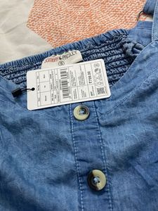 Denim Button-Down Crop Top