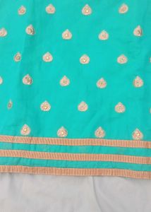 Teal &amp; Gold Embroidered Kurti