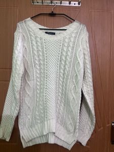 White Long Sweater Top