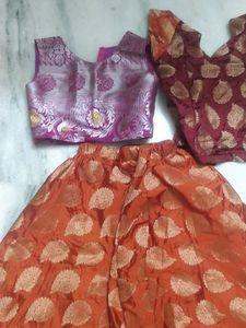 Lehenga With One Short Choli And Long Chol