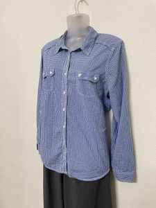 M&amp;S Women&#39;s Blue and White Blouse