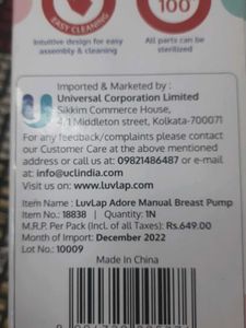 LuvLap Manual Breast Pump