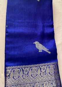 Royal Blue Silk Saree with Bird Motif