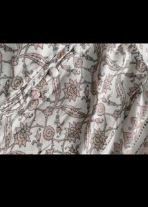 White Floral Printed Sleeveless Kurti