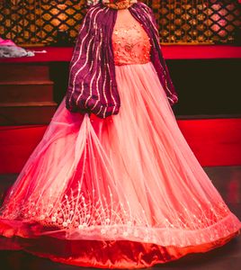 Designer Peach Gown With Jacket